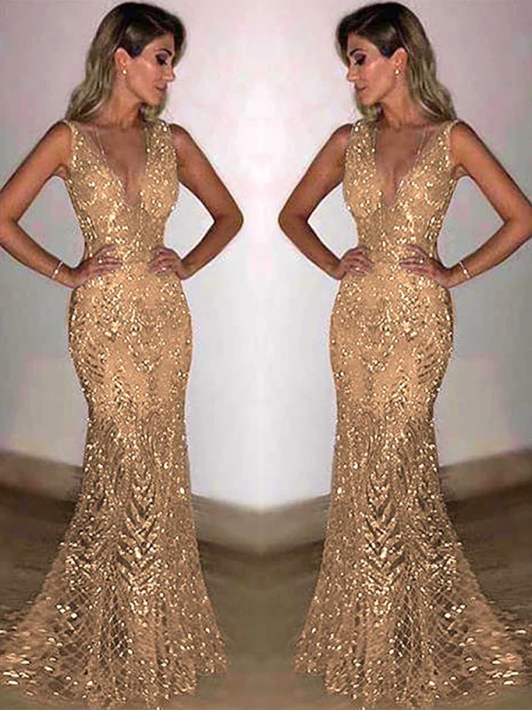 Shiny Sequin V Neck Maxi Dresses Women Elegant Slimming Backless Short Sleeved Long Dress Lady Gold Silver Party Evening Robes ﻿